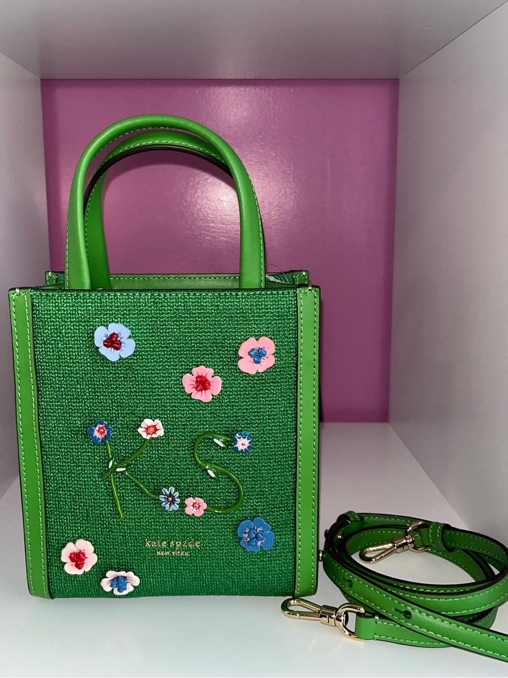 kate spade NWT! Manhattan Floral Appliqué Chenille Mini Tote - Picture 3 of 13